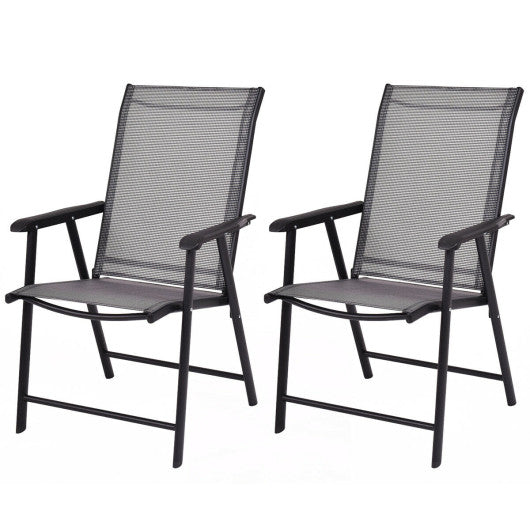 Set of 2 Outdoor Patio Folding Chair with Ergonomic Armrests-Black - Set Shop and Smile