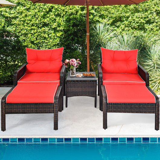 5 Pcs Patio Rattan Furniture Set Sofa - Set Shop and Smile