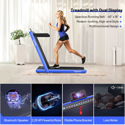 2-in-1 Electric Motorized Folding Treadmill with Dual Display-Black - Set Shop and Smile