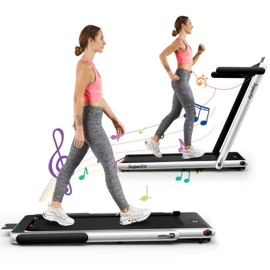 2.25HP 2 in 1 Folding Treadmill with APP Speaker Remote Control-Black - Set Shop and Smile