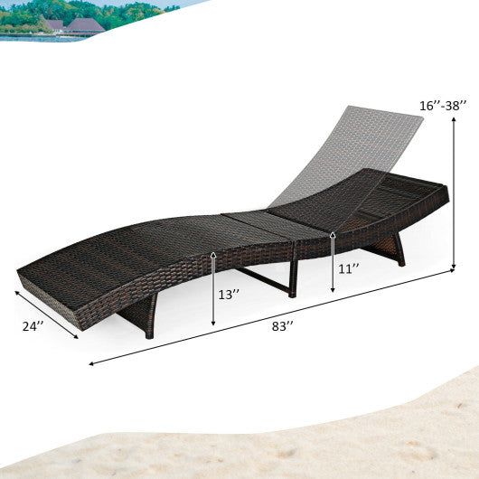 Patio Folding Adjustable Rattan Chaise Lounge Chair with Cushion-Turquoise - Set Shop and Smile