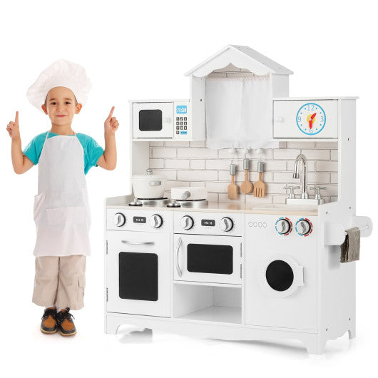 Wooden Kids Kitchen with Washing Machine - Set Shop and Smile