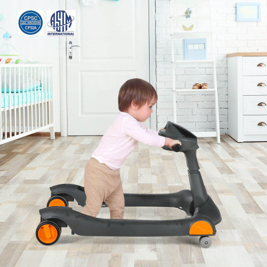 2-in-1 Foldable Activity Push Walker with Adjustable Height-Black - Set Shop and Smile