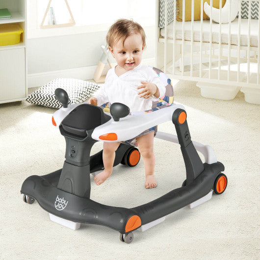 2-in-1 Foldable Activity Push Walker with Adjustable Height-Black - Set Shop and Smile