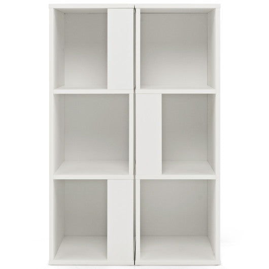 3-Tier 6 Cube Freestanding Bookcase with Anti-toppling Device-White - Set Shop and Smile