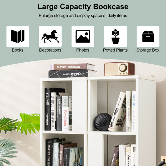 3-Tier 6 Cube Freestanding Bookcase with Anti-toppling Device-White - Set Shop and Smile