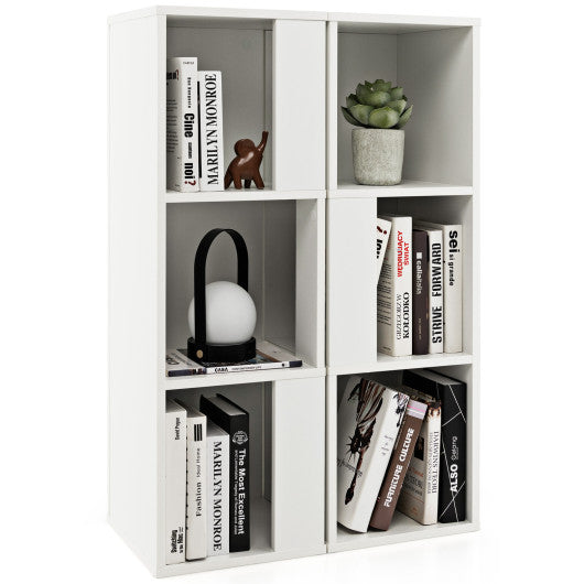 3-Tier 6 Cube Freestanding Bookcase with Anti-toppling Device-White - Set Shop and Smile