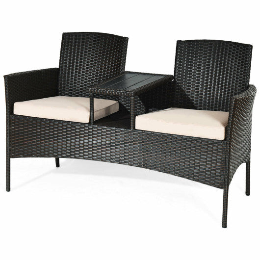 Modern Patio Conversation Set with Built-in Coffee Table and Cushions -Red - Set Shop and Smile