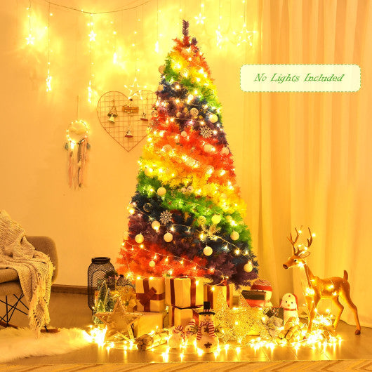 7 Feet Artificial Hinged Traditional Christmas Tree with Metal Stand - Set Shop and Smile