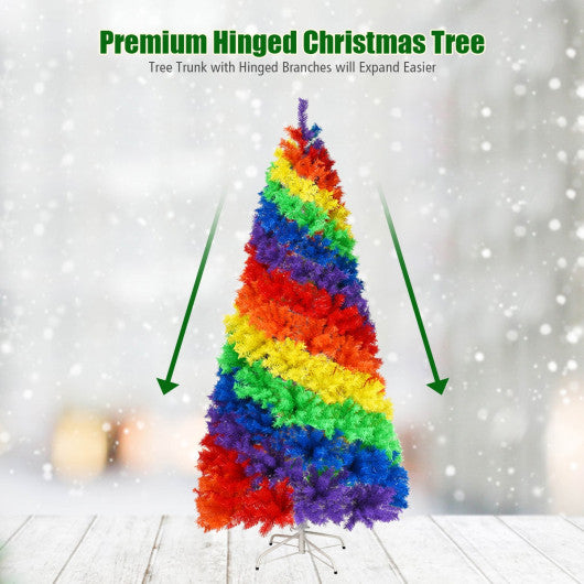 7 Feet Artificial Hinged Traditional Christmas Tree with Metal Stand - Set Shop and Smile
