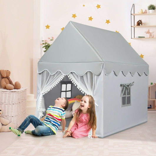 Kids Large Play Castle Fairy Tent with Mat-Beige - Set Shop and Smile