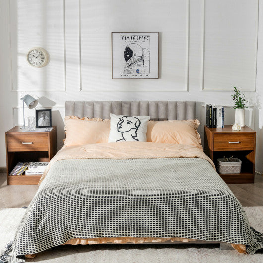 2 Pieces Nightstand with Storage Drawer and Cabinet-Black - Set Shop and Smile