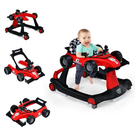 4-in-1 Foldable Activity Push Walker with Adjustable Height-Black - Set Shop and Smile