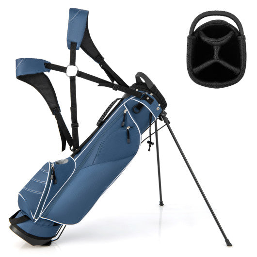 Golf Stand Cart Bag with 4 Way Divider Carry Organizer Pockets-Blue - Set Shop and Smile