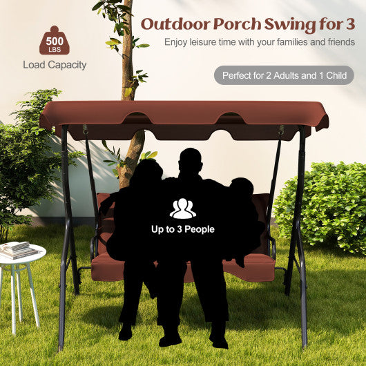 3 Seats Patio Canopy Swing-brown - Set Shop and Smile