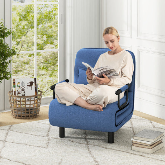 Convertible Folding Leisure Recliner Sofa Bed-Blue - Set Shop and Smile