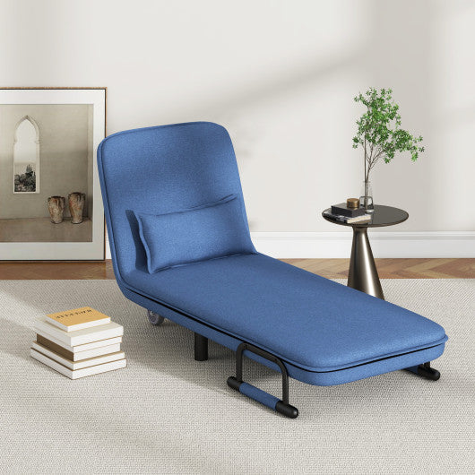 Convertible Folding Leisure Recliner Sofa Bed-Blue - Set Shop and Smile
