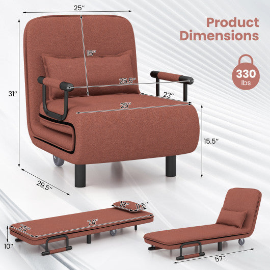 Convertible Folding Leisure Recliner Sofa Bed-Coffee - Set Shop and Smile