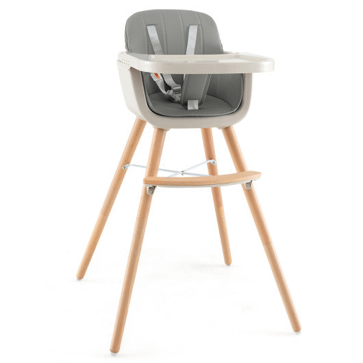 3-in-1 Convertible Wooden High Chair with Cushion-Beige - Set Shop and Smile