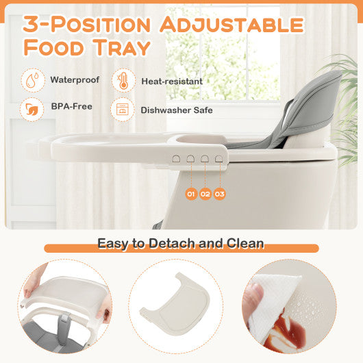 3-in-1 Convertible Wooden High Chair with Cushion-Beige - Set Shop and Smile