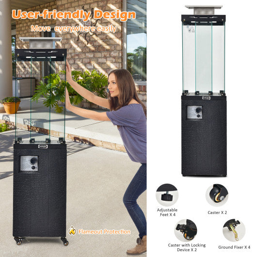 41 000 BTU Propane Patio Heater with Lockable Wheels-Black - Set Shop and Smile