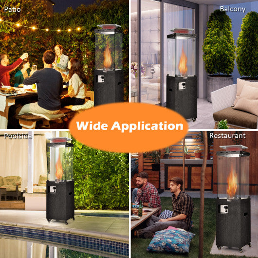 41 000 BTU Propane Patio Heater with Lockable Wheels-Black - Set Shop and Smile