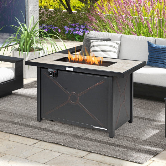 42 Inch 60 000 BTU Rectangular Propane Fire Pit Table - Set Shop and Smile