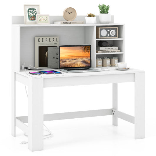 48 Inch Writing Computer Desk with Anti-Tipping Kits and Cable Management Hole-White