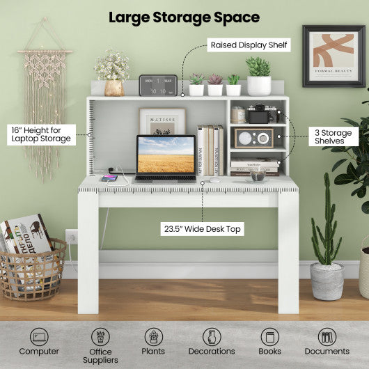 48 Inch Writing Computer Desk with Anti-Tipping Kits and Cable Management Hole-White