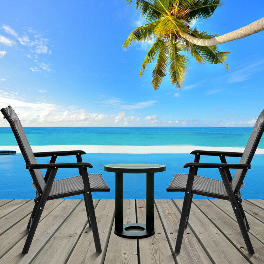Set of 2 Outdoor Patio Folding Chair with Ergonomic Armrests-Black - Set Shop and Smile