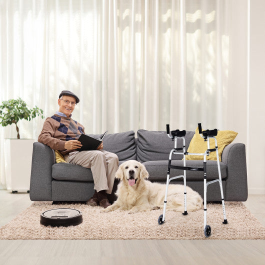 Folding Adjustable Aluminum Wheel Walking Frame-Navy - Set Shop and Smile