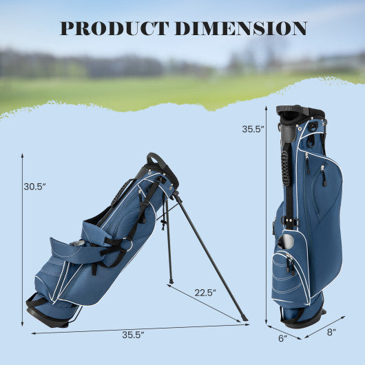 Golf Stand Cart Bag with 4 Way Divider Carry Organizer Pockets-Blue - Set Shop and Smile