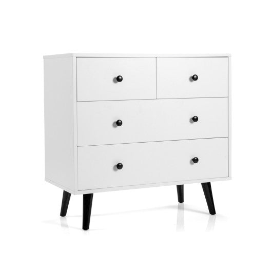 4 Drawers Dresser Chest of Drawers Free Standing Sideboard Cabinet-White - Set Shop and Smile