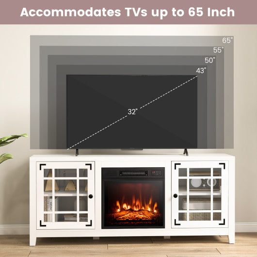 58 Inch Fireplace TV Stand with Remote Control for TVs up to 65 Inch-Black - Set Shop and Smile