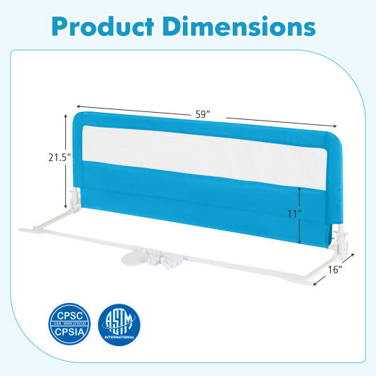 59 Inch Folding Breathable Baby Bed Rail Guard with Safety Strap-Beige