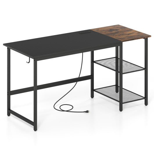 59 Inch Home Office Computer Desk with Removable Storage Shelves-Black