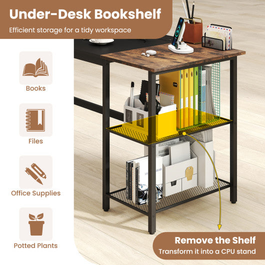 59 Inch Home Office Computer Desk with Removable Storage Shelves-Black