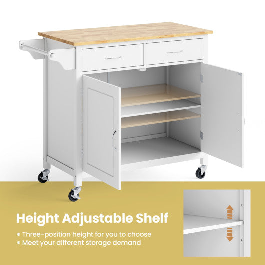 Modern Rolling Kitchen Cart Island with Wooden Top-Brown - Set Shop and Smile