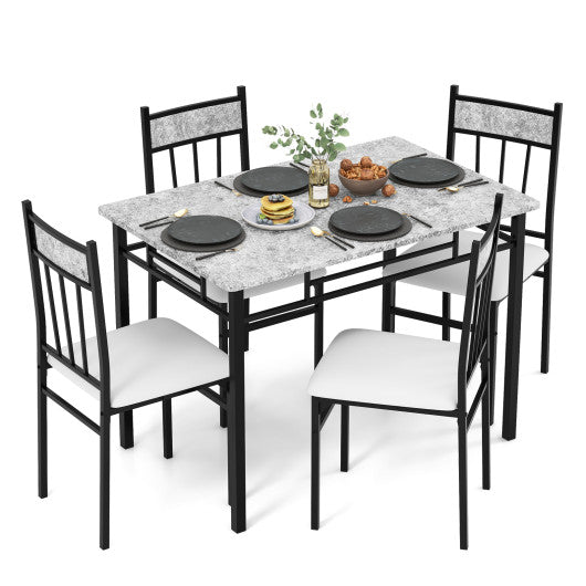 5 Pieces Faux Marble Dining Set Table - Set Shop and Smile