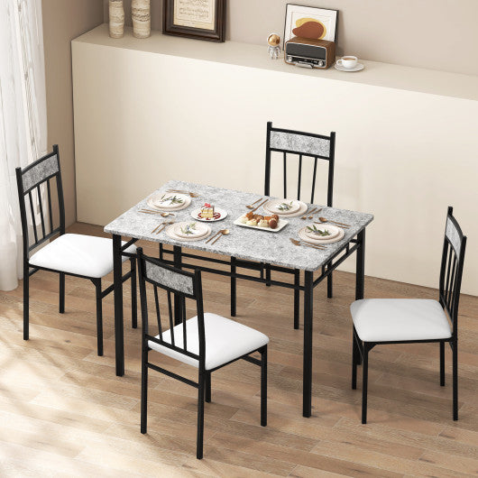 5 Pieces Faux Marble Dining Set Table - Set Shop and Smile