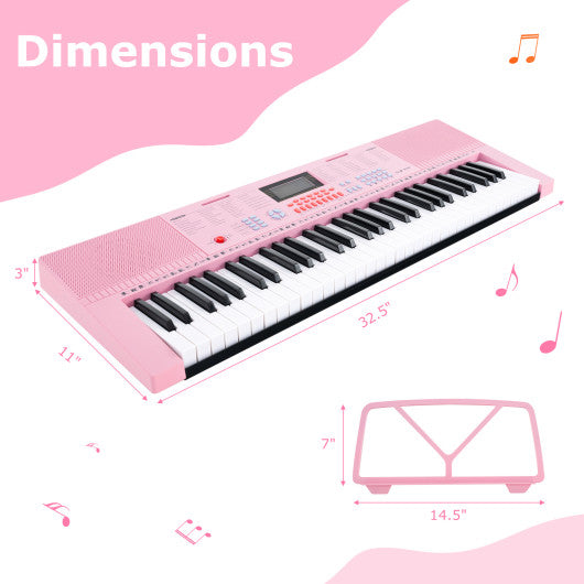 61-Key Electric Piano Keyboard for Beginner-Pink - Set Shop and Smile