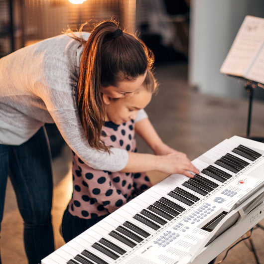 61-Key Electric Piano Keyboard for Beginner-White - Set Shop and Smile