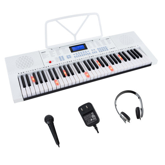 61-Key Electric Piano Keyboard for Beginner-White - Set Shop and Smile