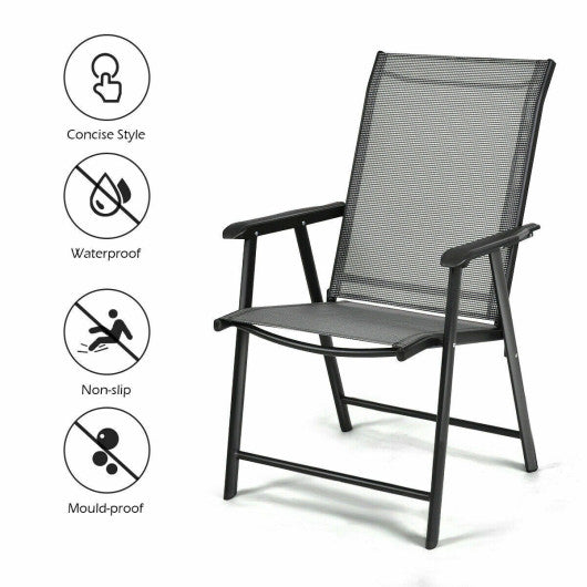 Set of 2 Outdoor Patio Folding Chair with Ergonomic Armrests-Black - Set Shop and Smile