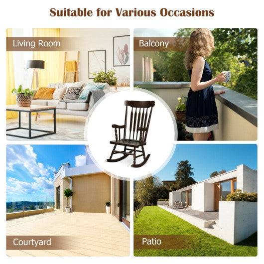 Outdoor Rocking Chair with Slatted Backrest-Black - Set Shop and Smile