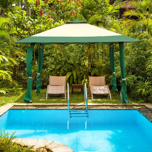 13 Feet x 13 Feet Pop Up Canopy Tent Instant Outdoor Folding Canopy Shelter-Green - Set Shop and Smile