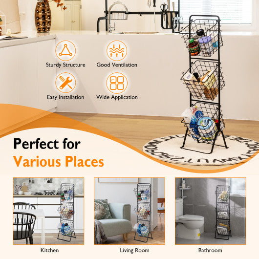 3-Tier Fruit Basket Stand with Adjustable Heights - Set Shop and Smile