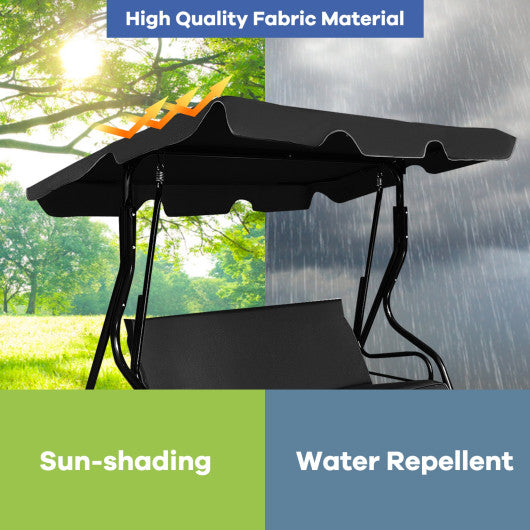 3 Seats Patio Canopy Cushioned Steel Frame Swing Glider Hammock-Blue - Set Shop and Smile