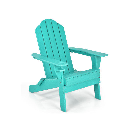 Foldable Weather Resistant Patio Chair with Built-in Cup Holder-Turquoise - Set Shop and Smile