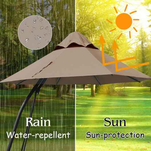 11 Feet Outdoor Cantilever Hanging Umbrella with Base and Wheels-Beige - Set Shop and Smile